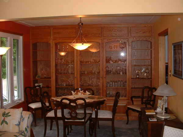 built in oak display case
