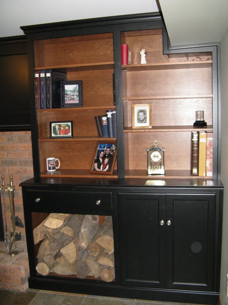 black wall unit left